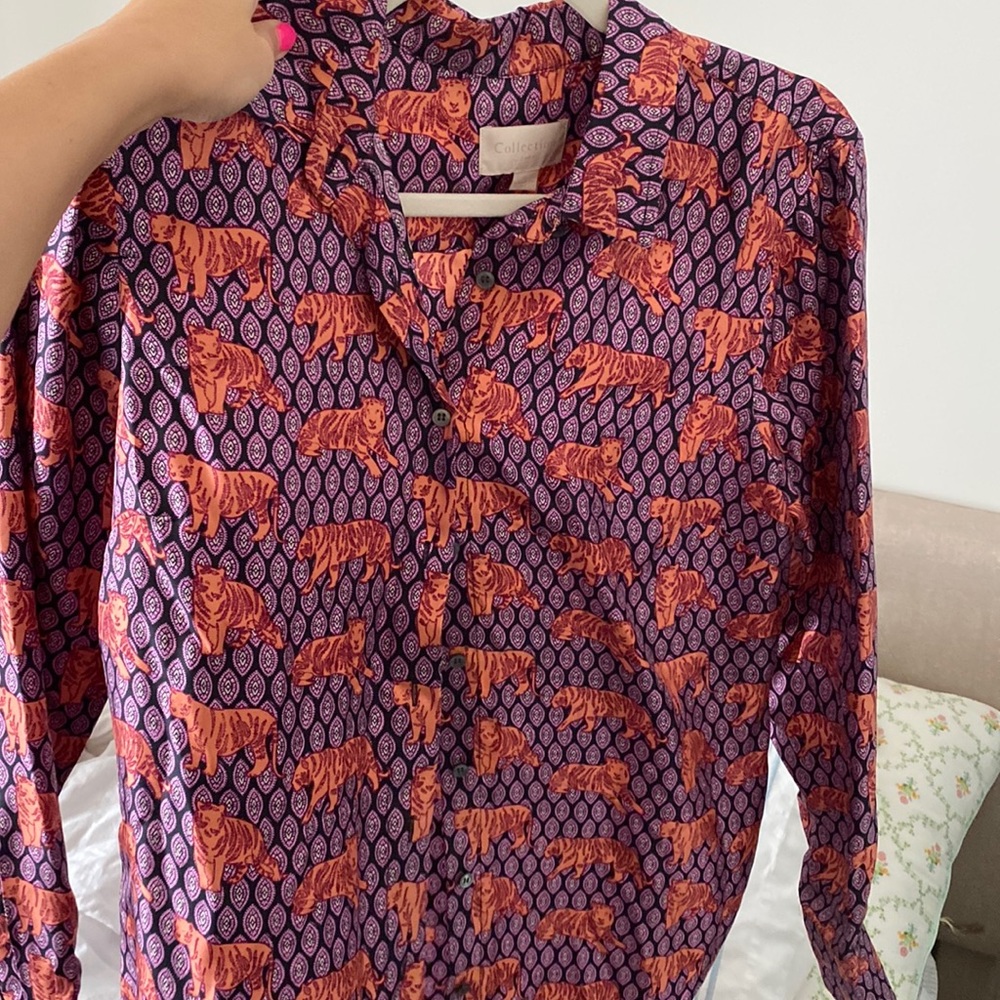 Tiger silk blouse collection j crew nwt